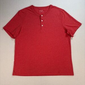 Untuckit Jericho Ultrasoft Henley Shirt Men's L Red Soft Comfort Sail Logo 40028